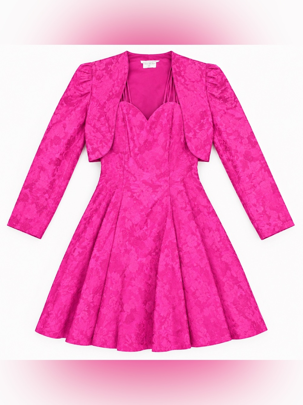 Vintage Nu-Mode Pink Floral Jacquard Dress & Bolero Set 11/12